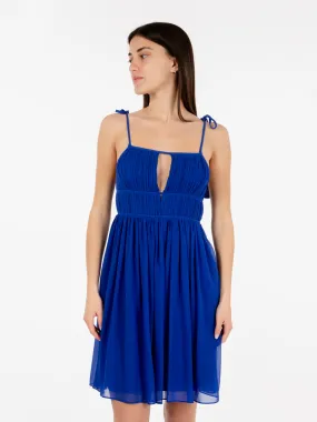 Blue Wave Crepon Mini Dress