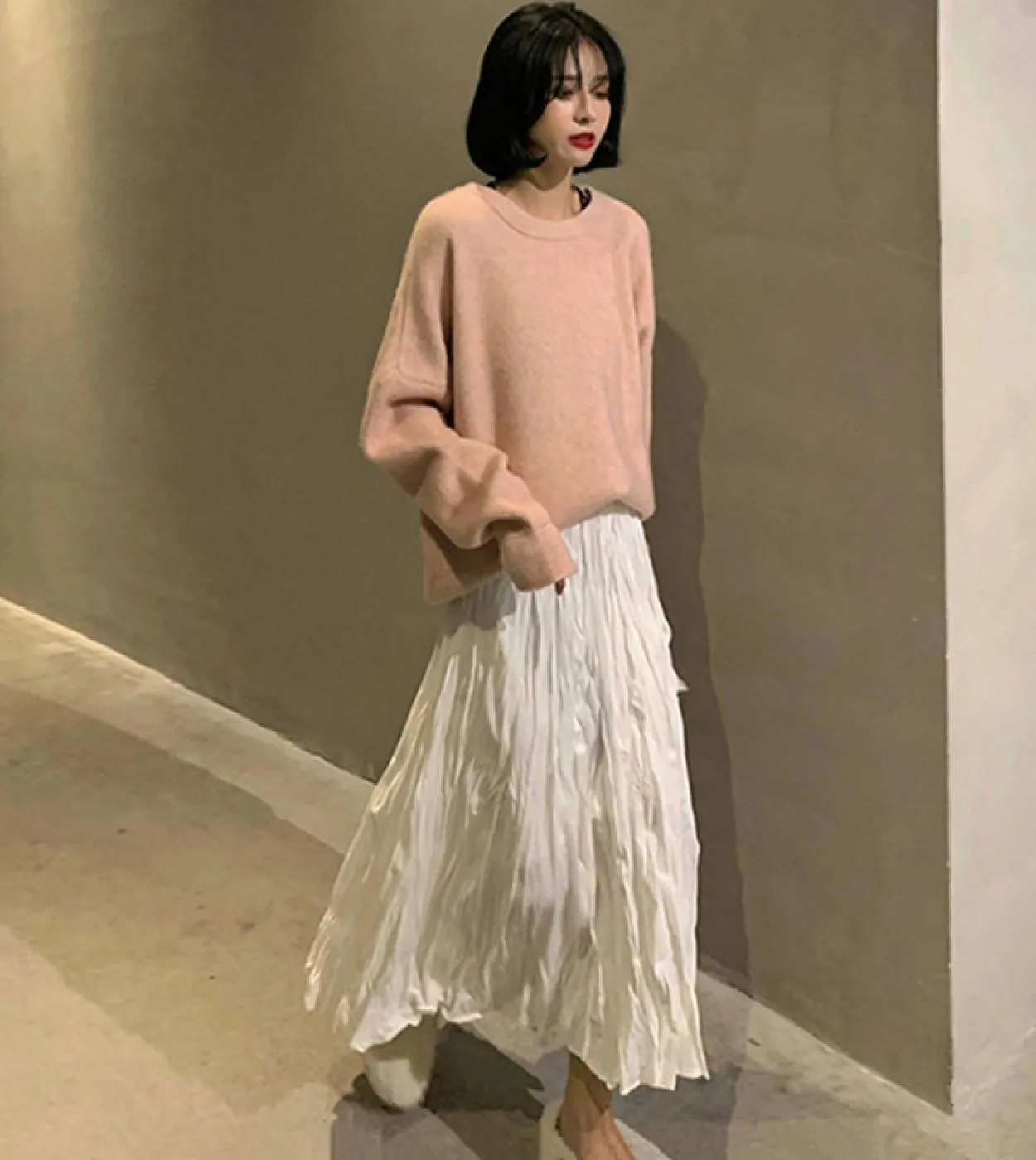 Fall Winter Black Pleated High Waist Casual Women's A-Line Long Midi Pleated Skirt