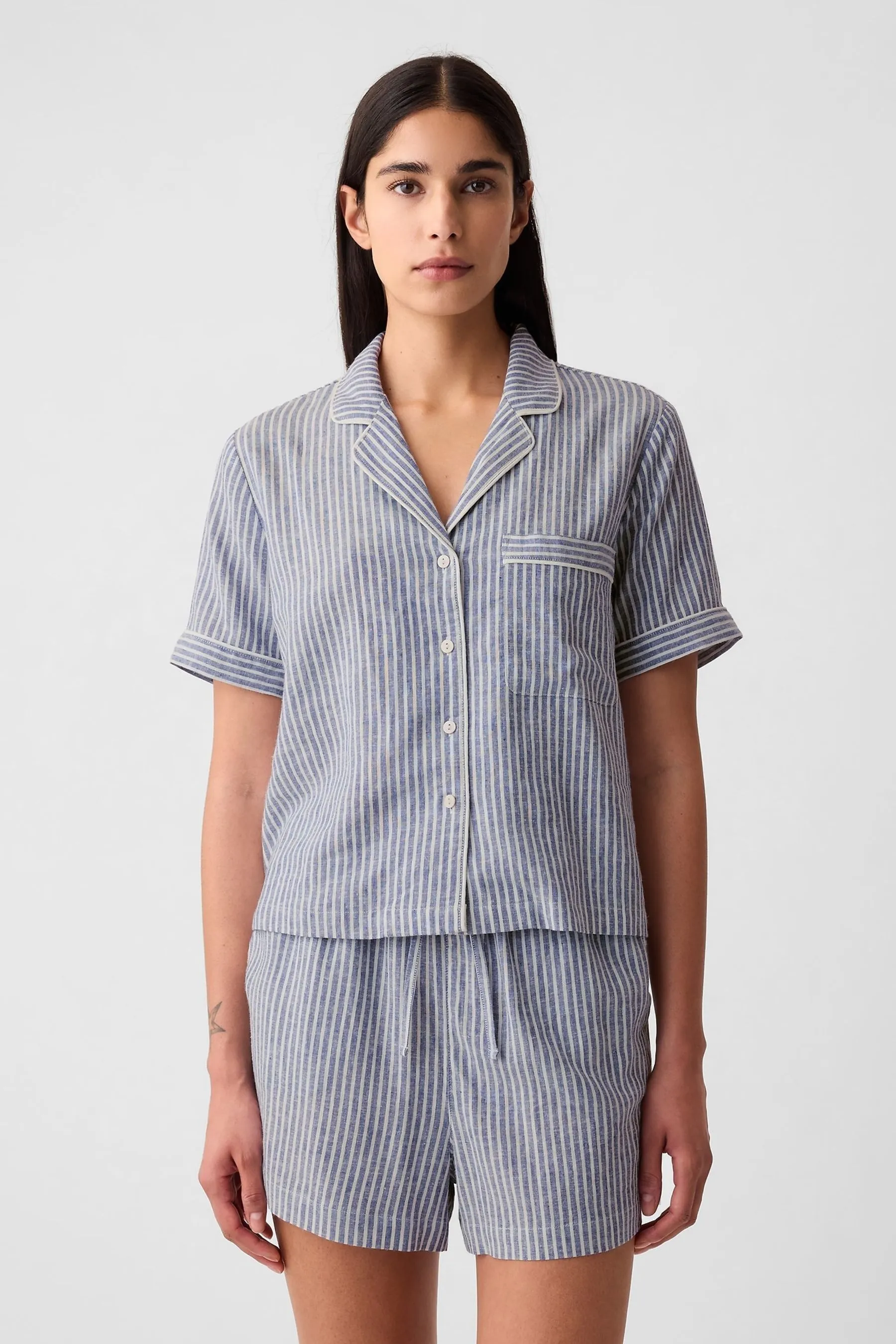 GAP Linen Blend Pajama Shirt