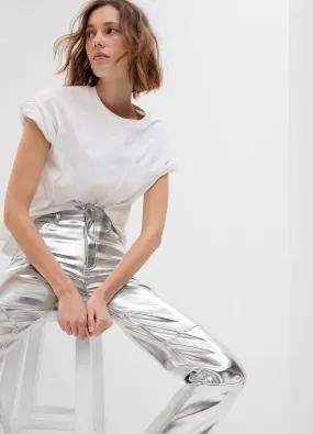 Glossy straight fit pants