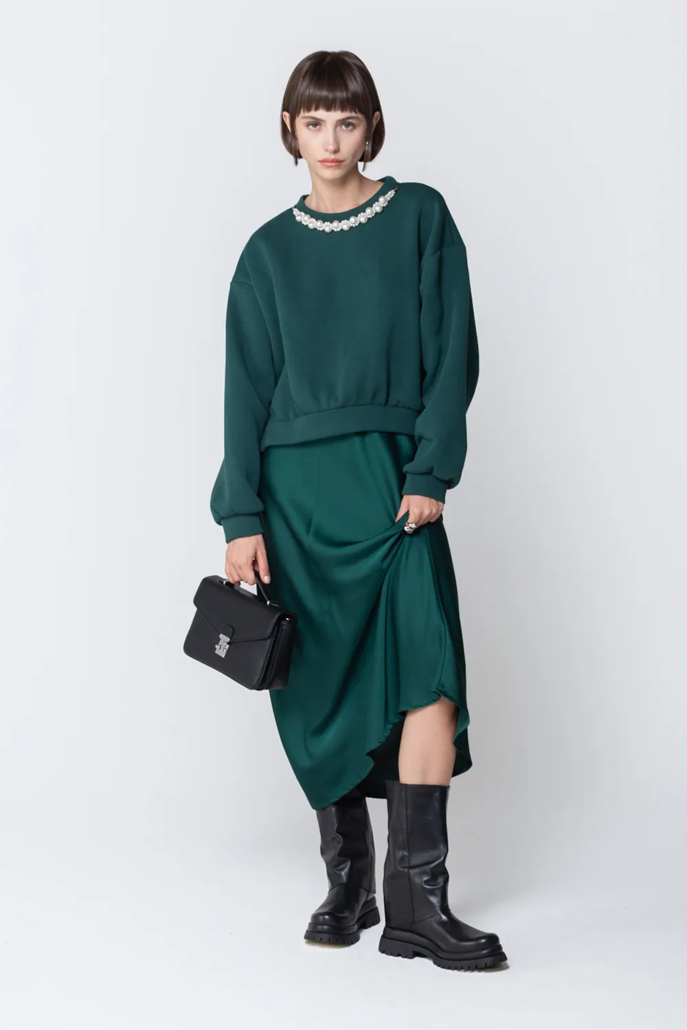 Midi Satin Effect Skirt