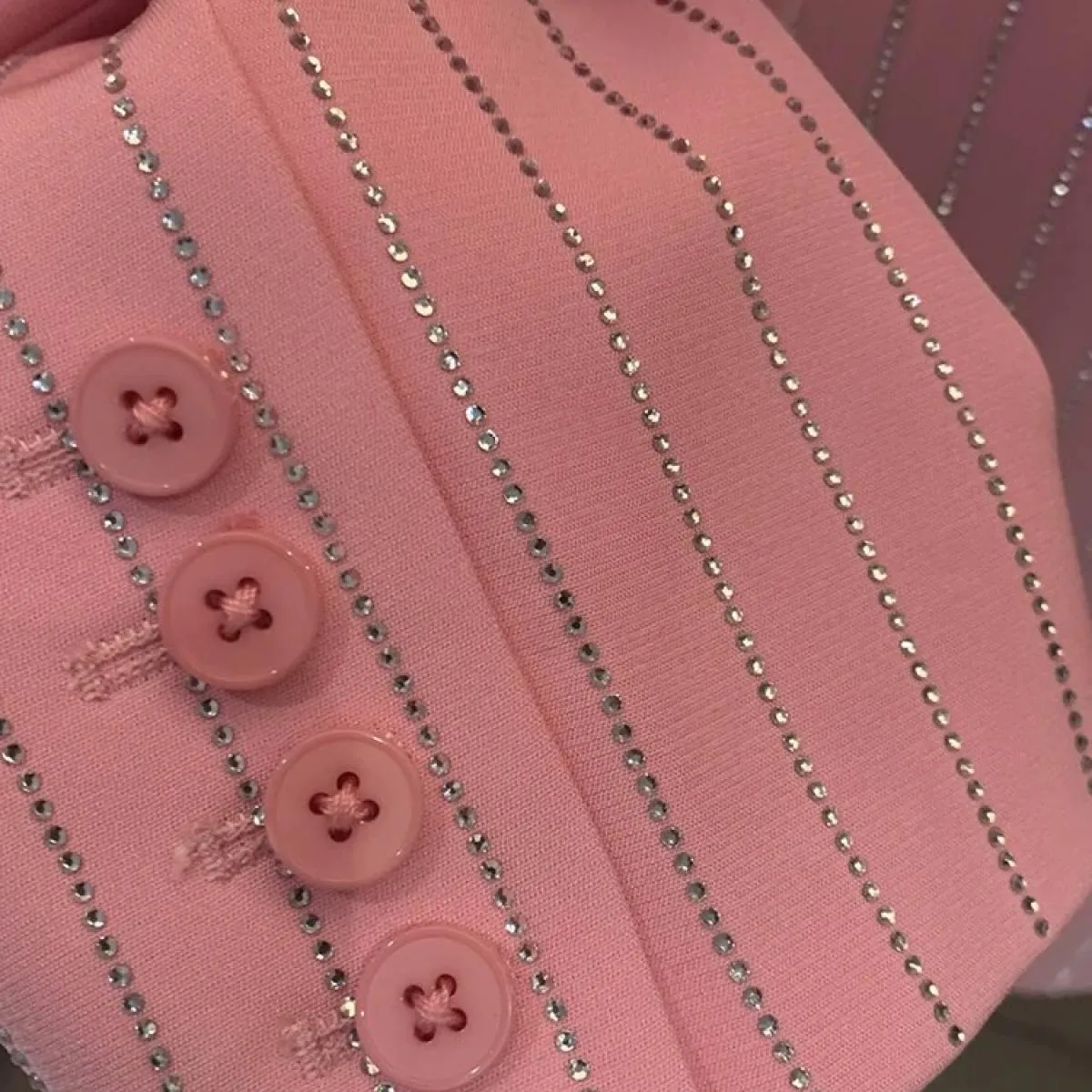High Street Più Nuovo 2023 Hot Fix Strass Design Giacca Donna Elegante Tasca Singolo Bottone Bling Diamanti Rilievo Blaz