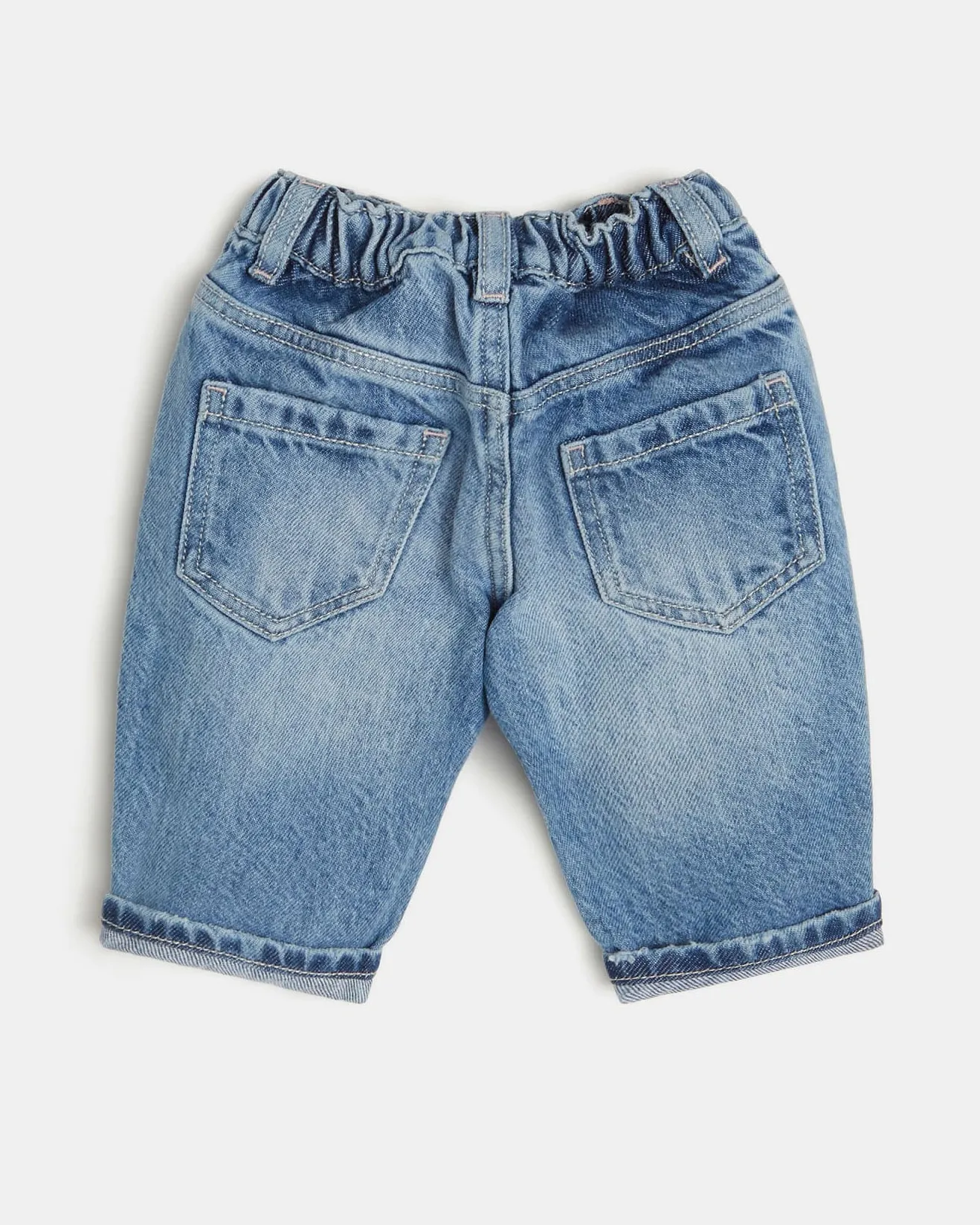Kids' Light Stone Washed Mom Jeans with Patch Applications and Distressing, Ages 3-7
