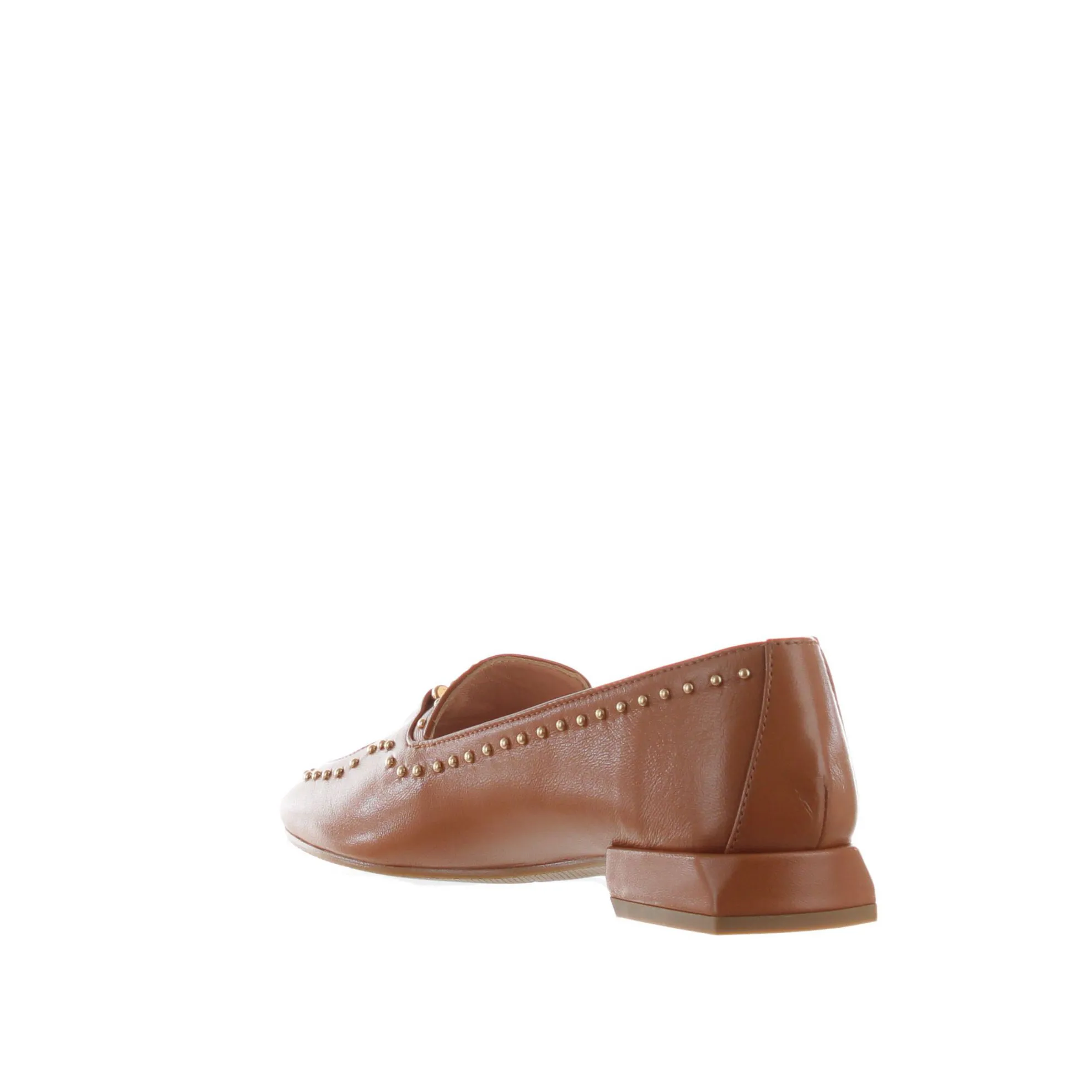Leather studded moccasin.