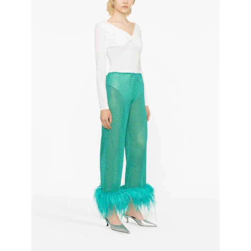 Lumiere feathered long pants by OSEREE