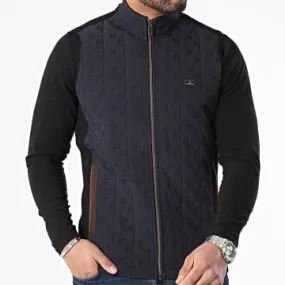 Navy Black Sleeveless Zip Jacket