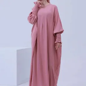 Prayer Dress with Smock Sleeves Muslim Abaya Women's Jilbab Islamic Clothing Dubai Saudi Black Dress.