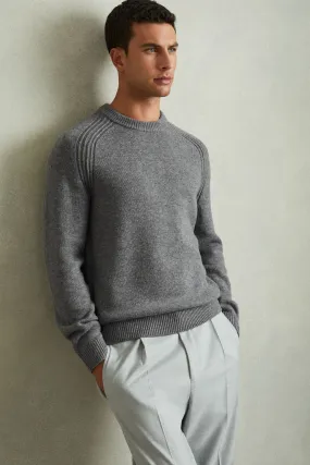 Reiss Cloud Mixed Wool Raglan Sleeve Sweater