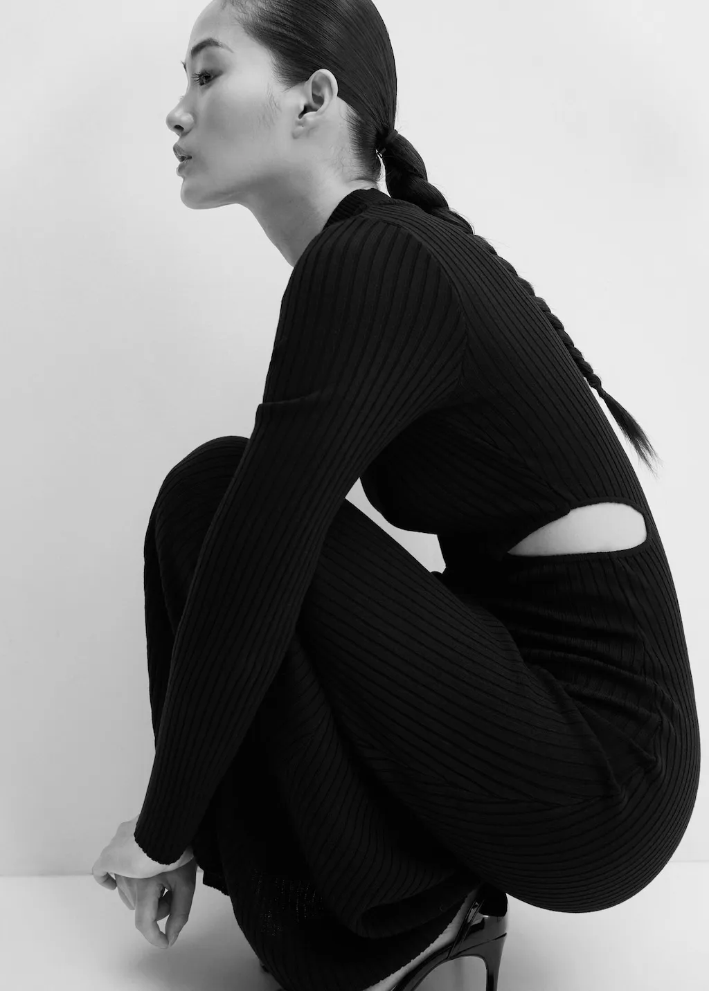 Ribbed Knit Dress with Slits
