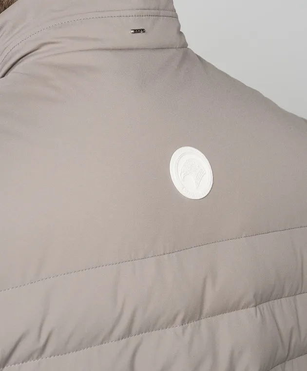 Stefano Ricci Beige Puffer Jacket with MDJ4100100PL001H Logo