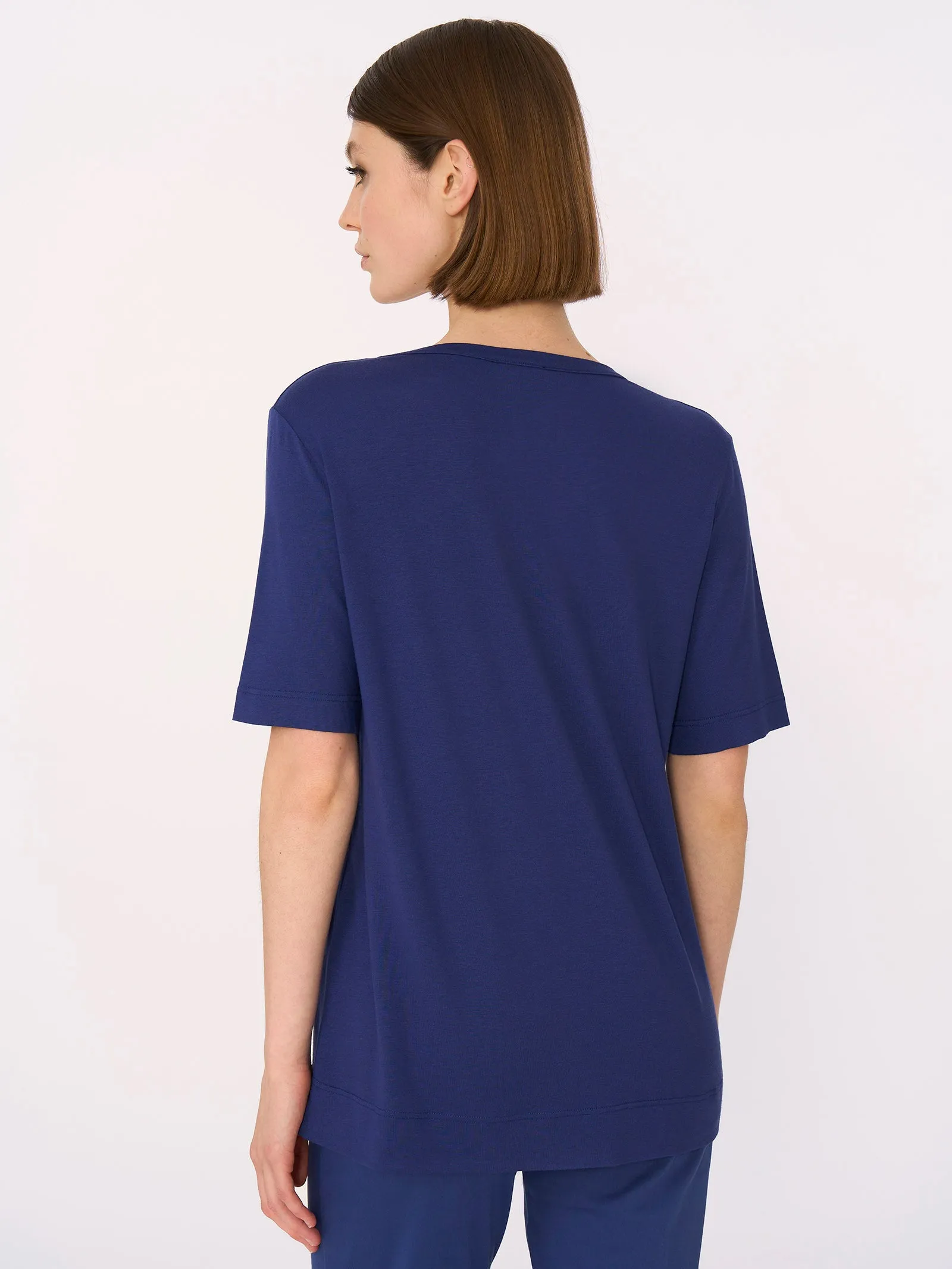 T-Shirt con Scollo a V in misto viscosa - Salsa