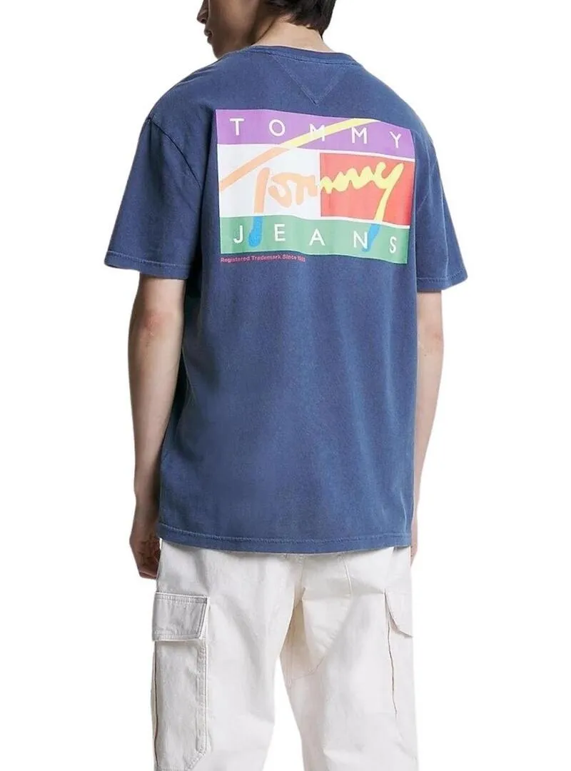 Tommy Jeans men's navy blue signature t-shirt.