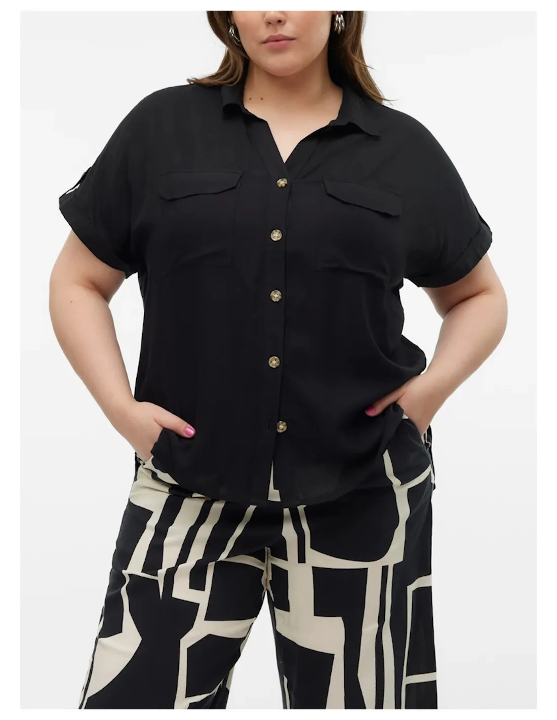 VERO MODA Curvy Women's Short Sleeve Bumpy Shirt