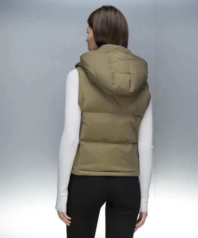 Yves Salomon Army padded khaki gilet with logo 24EFG01455B01W.